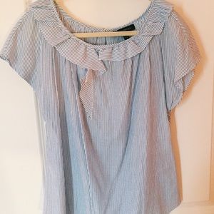Banana Republic blue and white striped blouse